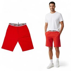 Moschino NWT Underbear Red Lounge Elastic Logo Bear Jogger Shorts Size XS/Small